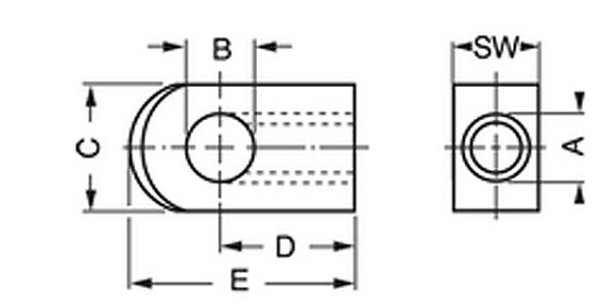 Anschraubauge (Typ : flach) für Gasfeder M 8 Ø i : 10,1 mm