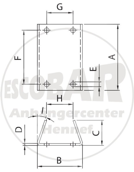 Montageplatte für Stahl Stützräder / Stützfüße vierkant 70 mm